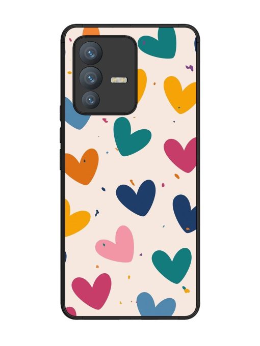 Rainbow Hearts Glossy Soft Edge Case for Vivo V23 Pro (5G) Chachhi