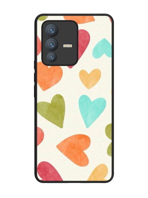 Watercolor Hearts Glossy Soft Edge Case for Vivo V23 Pro (5G) Chachhi