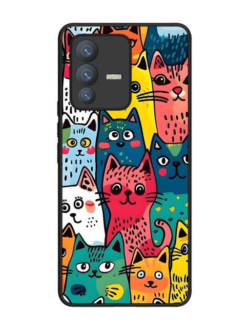 Feline Frenzy Glossy Soft Edge Case for Vivo V23 Pro (5G) Chachhi