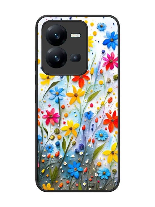 Vibrant Floral Glossy Soft Edge Case for Vivo V25 (5G) Chachhi