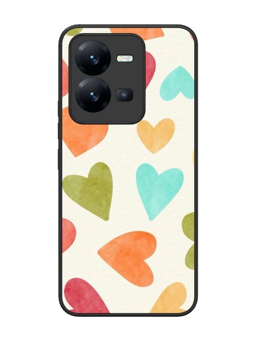 Watercolor Hearts Glossy Soft Edge Case for Vivo V25 (5G) Chachhi