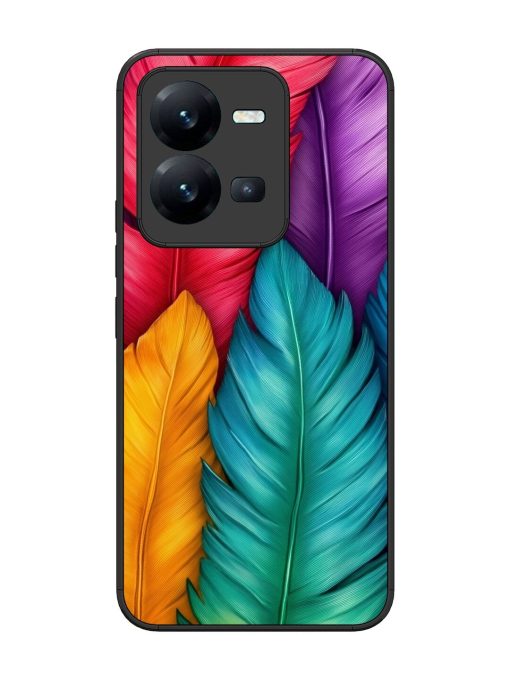 Rainbow Feathers Glossy Soft Edge Case for Vivo V25 (5G)