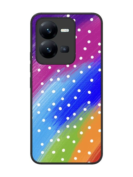 Rainbow Polka Dot Dream Glossy Soft Edge Case for Vivo V25 (5G) Chachhi