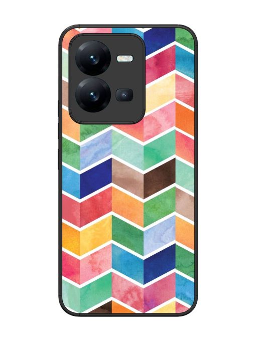 Watercolor Chevron Whimsy Glossy Soft Edge Case for Vivo V25 (5G) Chachhi