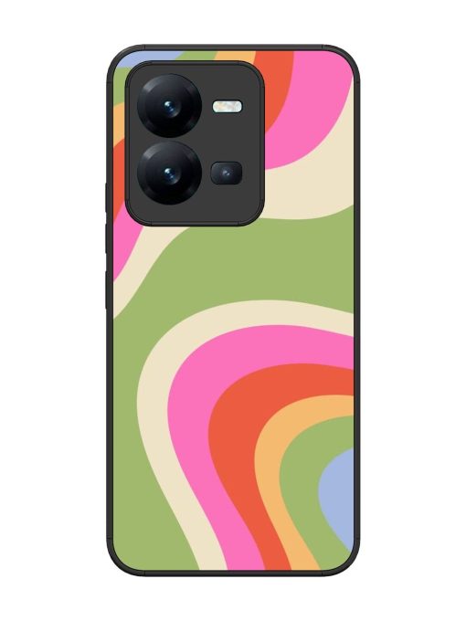 Wavy Rainbow Wonderland Glossy Soft Edge Case for Vivo V25 (5G)