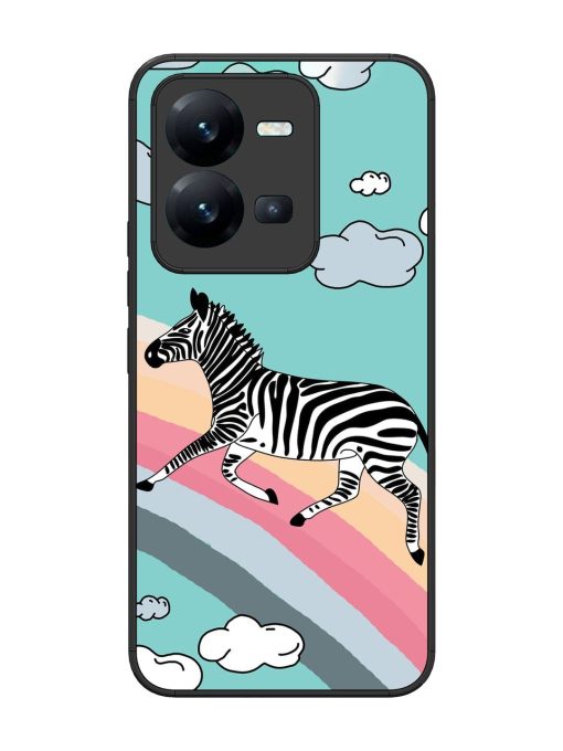 Zebra On A Rainbow Glossy Soft Edge Case for Vivo V25 (5G) Chachhi