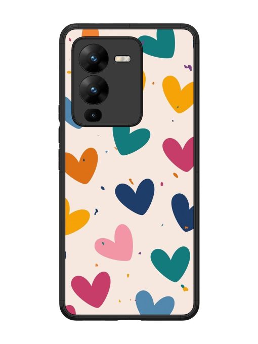 Rainbow Hearts Glossy Soft Edge Case for Vivo V25 Pro (5G) Chachhi