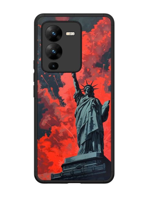 Lady Liberty'S Firework Finale Glossy Soft Edge Case for Vivo V25 Pro (5G)