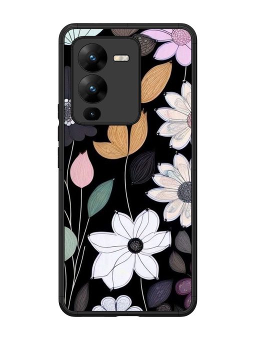 Whimsical Blooms On Black Glossy Soft Edge Case for Vivo V25 Pro (5G) Chachhi