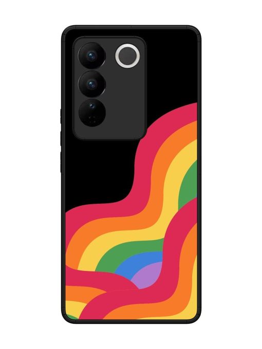 Wavy Rainbow Glossy Soft Edge Case for Vivo V27 (5G) Chachhi