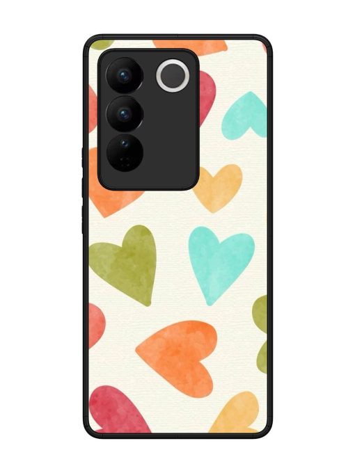 Watercolor Hearts Glossy Soft Edge Case for Vivo V27 (5G) Chachhi