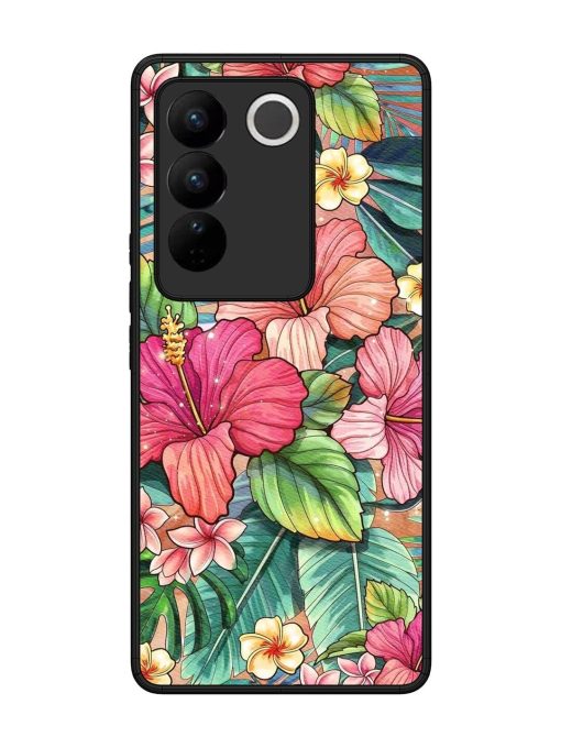 Tropical Tapestry Glossy Soft Edge Case for Vivo V27 (5G) Chachhi