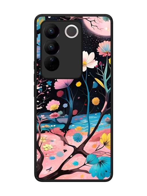 Cosmic Bloom Glossy Soft Edge Case for Vivo V27 (5G) Chachhi