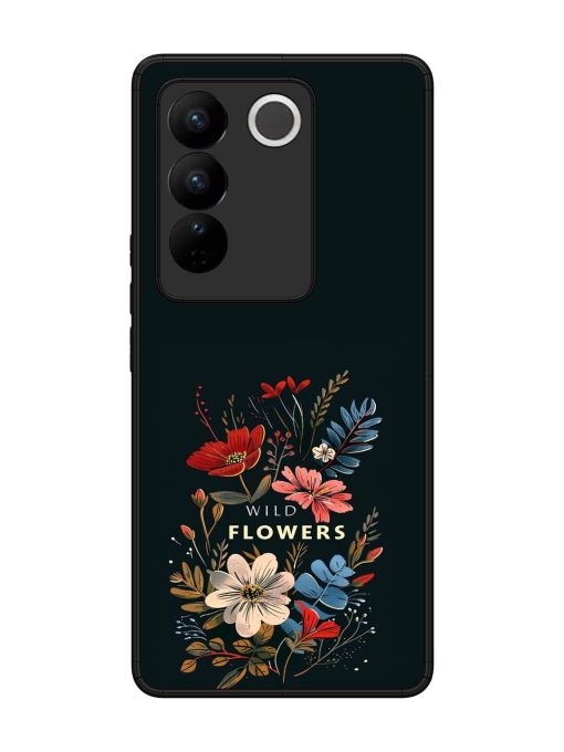 Dark Floral Glossy Soft Edge Case for Vivo V27 (5G) Chachhi