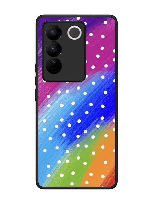 Rainbow Polka Dot Dream Glossy Soft Edge Case for Vivo V27 (5G) Chachhi