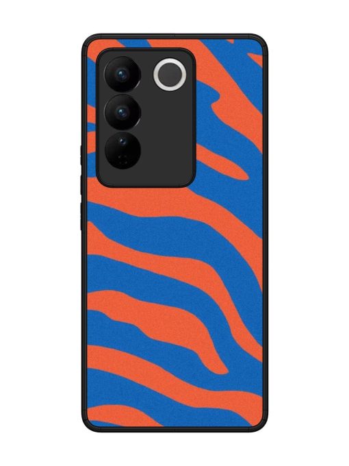 Zebra Stripes In Blue And Orange Glossy Soft Edge Case for Vivo V27 (5G) Chachhi