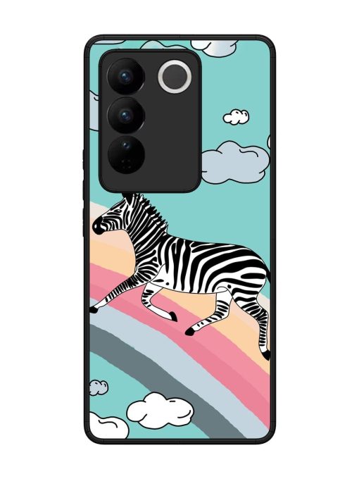 Zebra On A Rainbow Glossy Soft Edge Case for Vivo V27 (5G) Chachhi