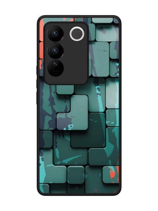 Abstract Geometric Mosaic Glossy Soft Edge Case for Vivo V27 (5G)