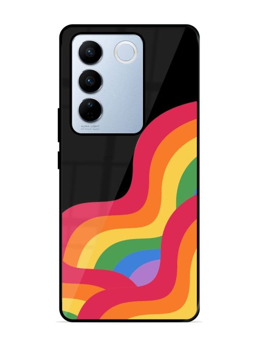 Wavy Rainbow Glossy Soft Edge Case for Vivo V27 Pro (5G) Chachhi