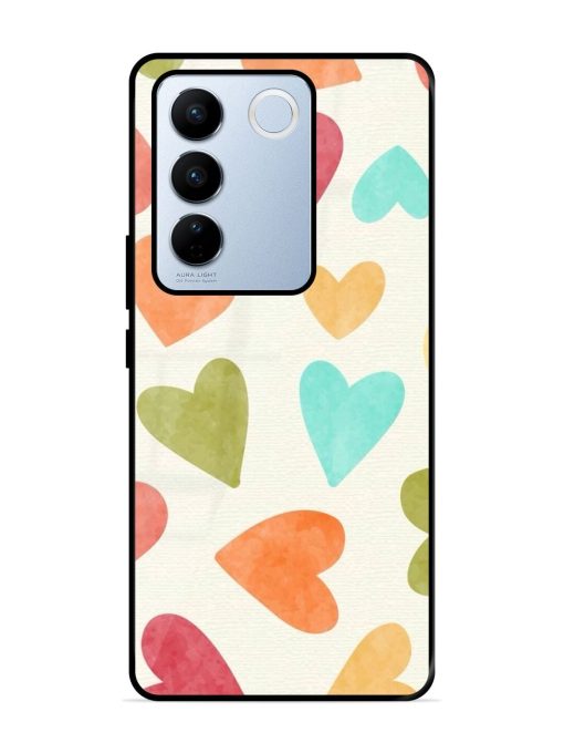 Watercolor Hearts Glossy Soft Edge Case for Vivo V27 Pro (5G) Chachhi