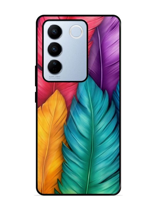 Rainbow Feathers Glossy Soft Edge Case for Vivo V27 Pro (5G) Chachhi