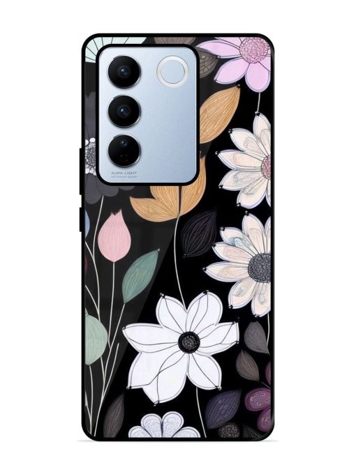 Whimsical Blooms On Black Glossy Soft Edge Case for Vivo V27 Pro (5G) Chachhi