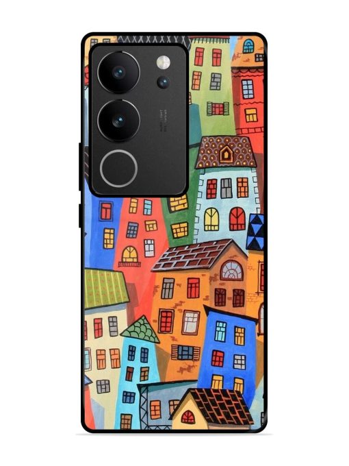 Rainbow House Glossy Soft Edge Case for Vivo V29 (5G) Chachhi