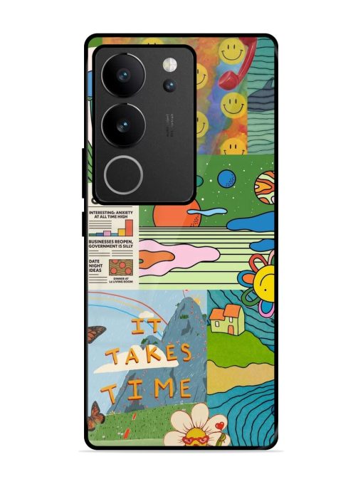 Groovy Vibes Glossy Soft Edge Case for Vivo V29 (5G) Chachhi