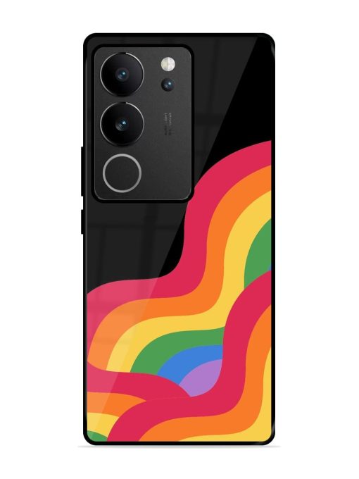 Wavy Rainbow Glossy Soft Edge Case for Vivo V29 (5G) Chachhi