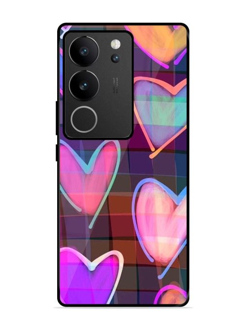 Neon Hearts Glossy Soft Edge Case for Vivo V29 (5G) Chachhi