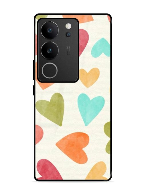 Watercolor Hearts Glossy Soft Edge Case for Vivo V29 (5G) Chachhi