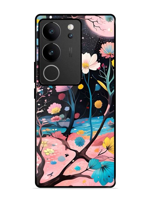 Cosmic Bloom Glossy Soft Edge Case for Vivo V29 (5G) Chachhi