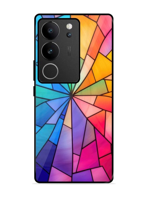 Stained Glass Kaleidoscope Of Colors Glossy Soft Edge Case for Vivo V29 (5G) Chachhi