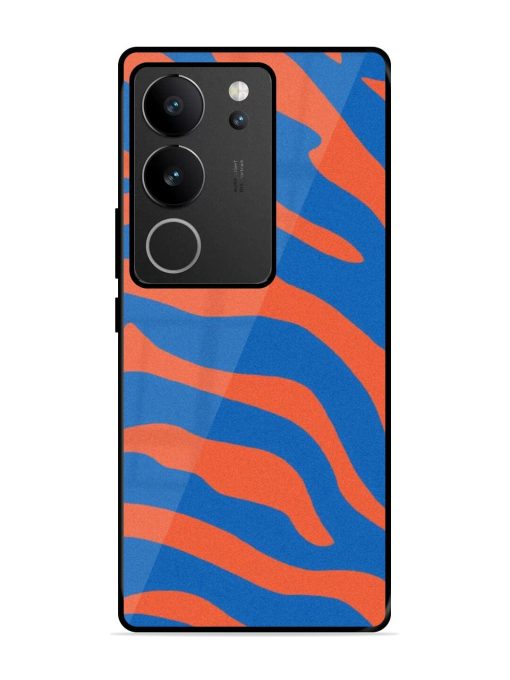 Zebra Stripes In Blue And Orange Glossy Soft Edge Case for Vivo V29 (5G) Chachhi