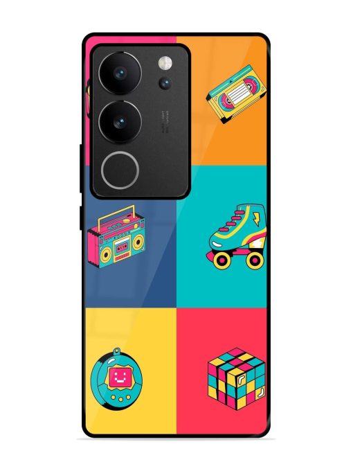 90S Throwback Grid Glossy Soft Edge Case for Vivo V29 (5G) Chachhi