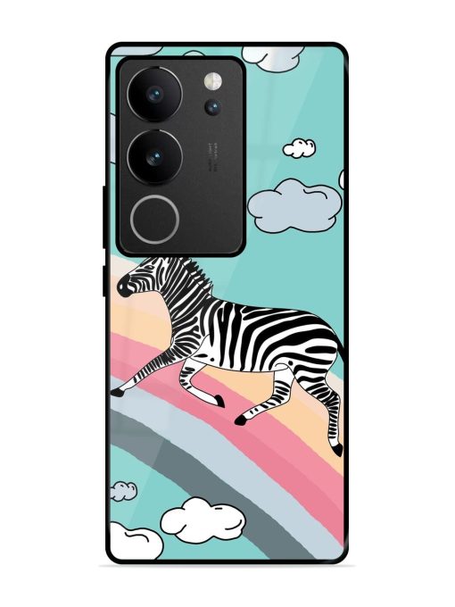 Zebra On A Rainbow Glossy Soft Edge Case for Vivo V29 (5G) Chachhi