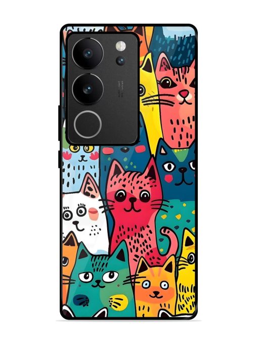 Feline Frenzy Glossy Soft Edge Case for Vivo V29 (5G) Chachhi