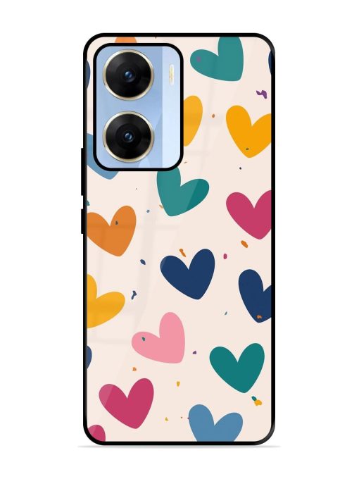 Rainbow Hearts Glossy Soft Edge Case for Vivo V29E (5G) Chachhi