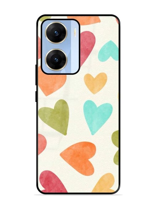 Watercolor Hearts Glossy Soft Edge Case for Vivo V29E (5G) Chachhi