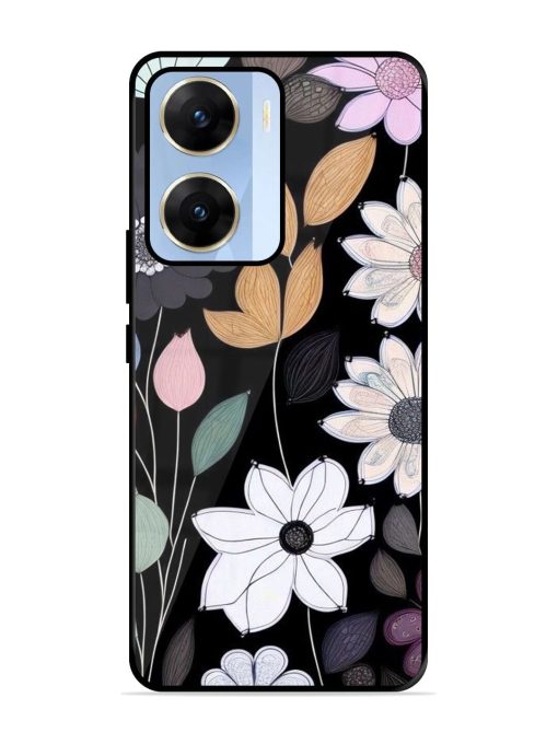 Whimsical Blooms On Black Glossy Soft Edge Case for Vivo V29E (5G) Chachhi