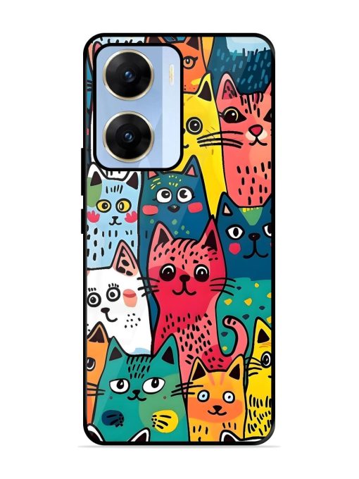 Feline Frenzy Glossy Soft Edge Case for Vivo V29E (5G) Chachhi