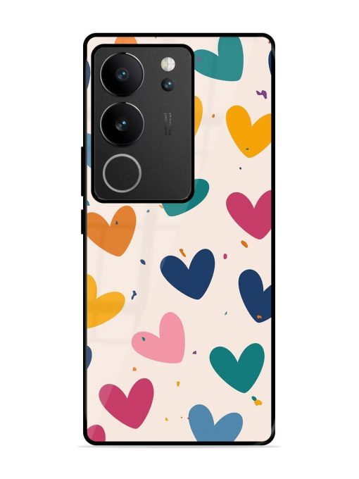 Rainbow Hearts Glossy Soft Edge Case for Vivo V29 Pro (5G) Chachhi