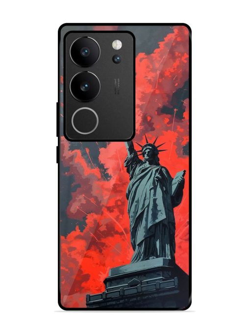 Lady Liberty'S Firework Finale Glossy Soft Edge Case for Vivo V29 Pro (5G) Chachhi