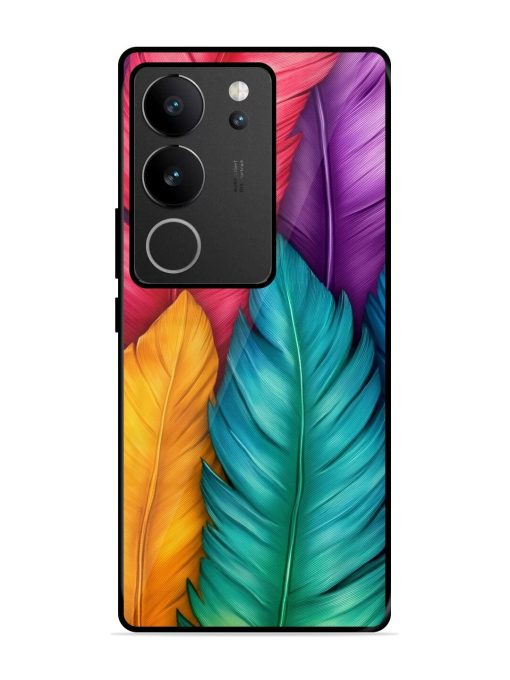 Rainbow Feathers Glossy Soft Edge Case for Vivo V29 Pro (5G) Chachhi