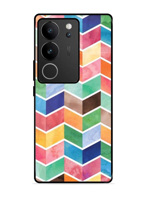 Watercolor Chevron Whimsy Glossy Soft Edge Case for Vivo V29 Pro (5G) Chachhi