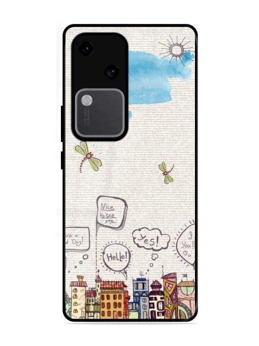 Doodle City Glossy Soft Edge Case for Vivo V30 (5G) Chachhi