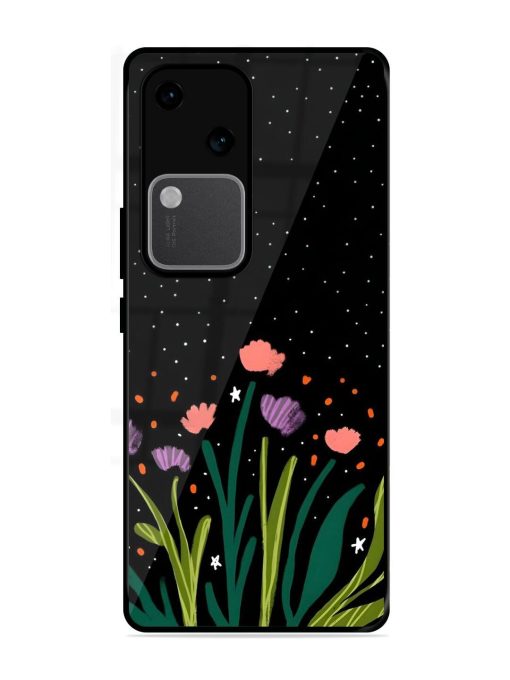 Midnight Bloom Glossy Soft Edge Case for Vivo V30 (5G) Chachhi