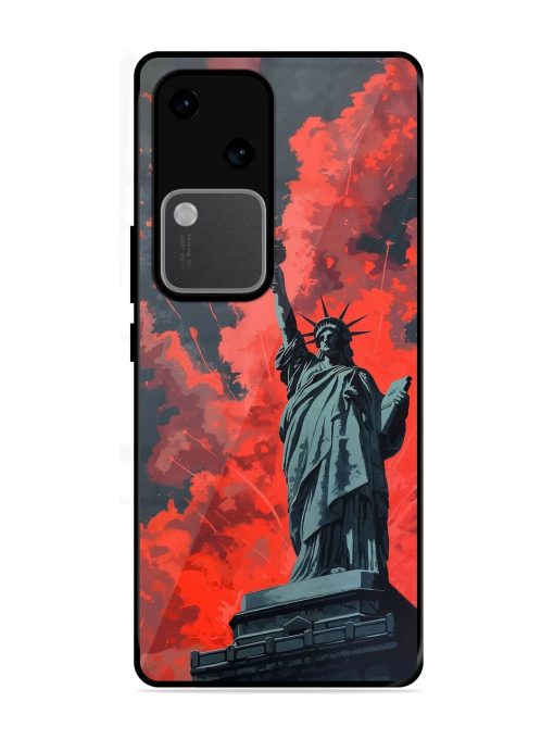 Lady Liberty'S Firework Finale Glossy Soft Edge Case for Vivo V30 (5G) Chachhi