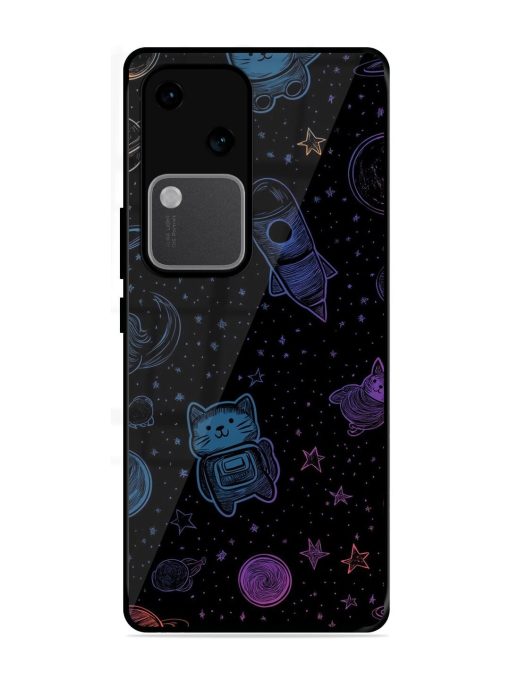 Cosmic Cat Chaos Glossy Soft Edge Case for Vivo V30 (5G) Chachhi