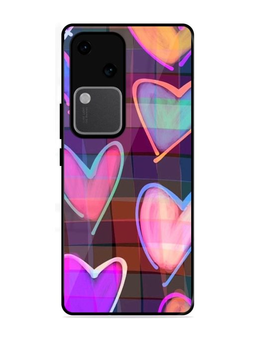 Neon Hearts Glossy Soft Edge Case for Vivo V30 (5G) Chachhi